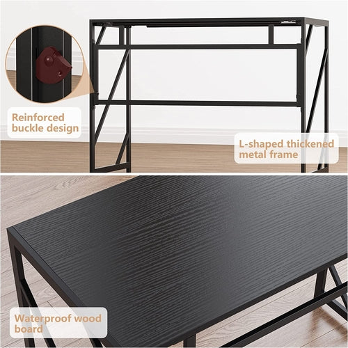 No Assembly Folding Desk for Small Spaces Home Office
