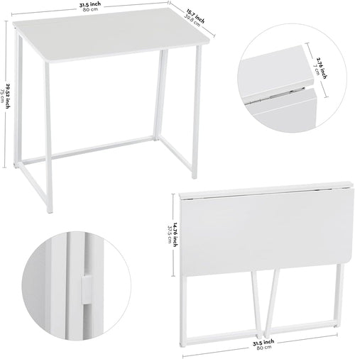 31.5 Inch Folding Desk White For Small Spaces Home Office